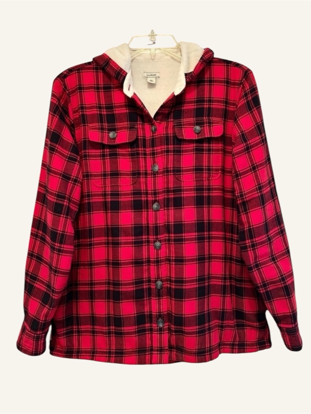 ✨ L.L.Bean Fleece‑Lined Plaid Hooded Shirt‑Jacket – Size XS
